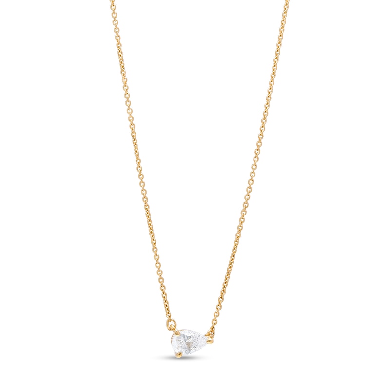 Main Image 1 of 1/3 CT. Certified Pear-Shaped Lab-Grown Diamond Solitaire Necklace in 14K Gold (F/SI2)
