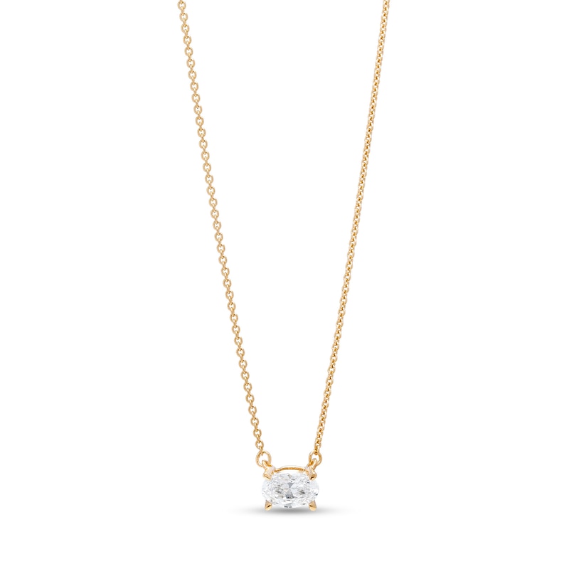 1/3 CT. Certified Oval Lab-Created Diamond Solitaire Necklace in 14K Gold (F/SI2)