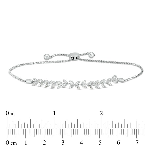 1/3 CT. T.w. Diamond Leaf Bolo Bracelet in 10K White Gold â 8.9"