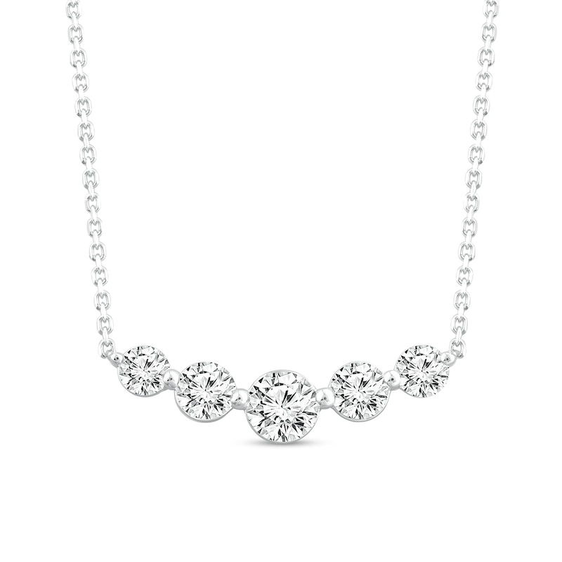 Main Image 1 of 1 CT. T.W. Certified Diamond Graduated Five Stone Necklace in 14K White Gold (I/I2)
