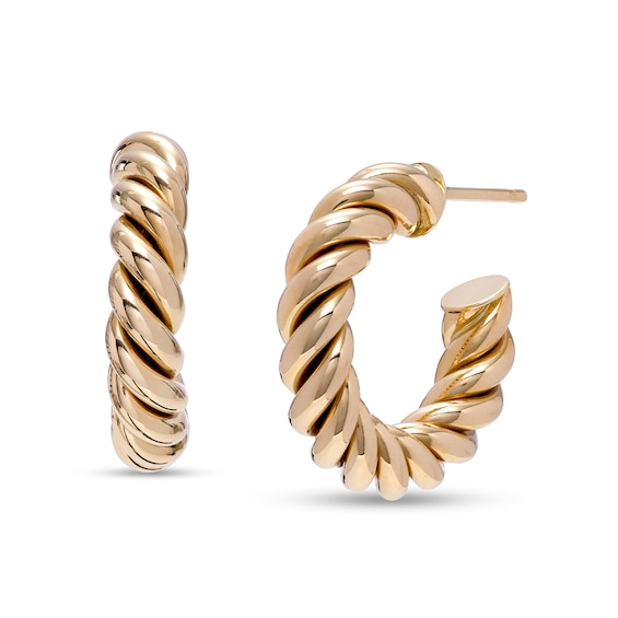 10.0mm Rope J-Hoop Earrings in 10K Gold