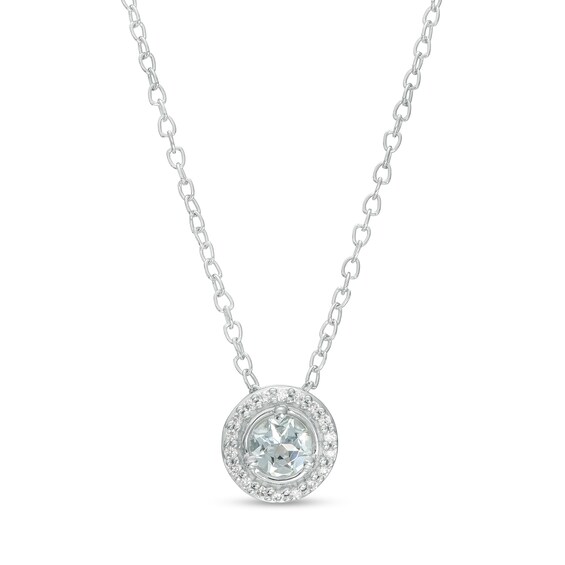 Aquamarine and Diamond Accent Frame Pendant in 10K White Gold