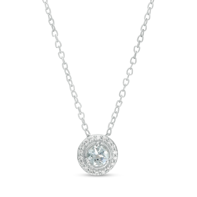 Main Image 1 of Aquamarine and Diamond Accent Frame Pendant in 10K White Gold