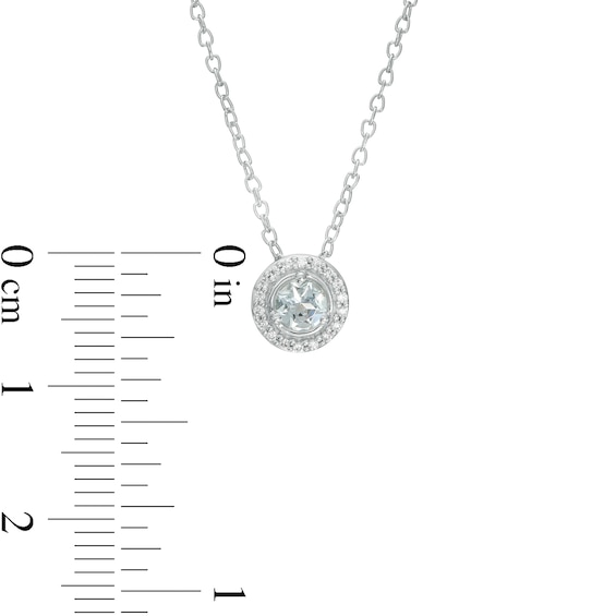 Aquamarine and Diamond Accent Frame Pendant in 10K White Gold