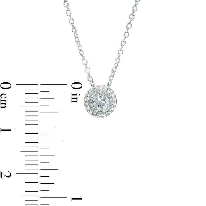 Main Image 3 of Aquamarine and Diamond Accent Frame Pendant in 10K White Gold