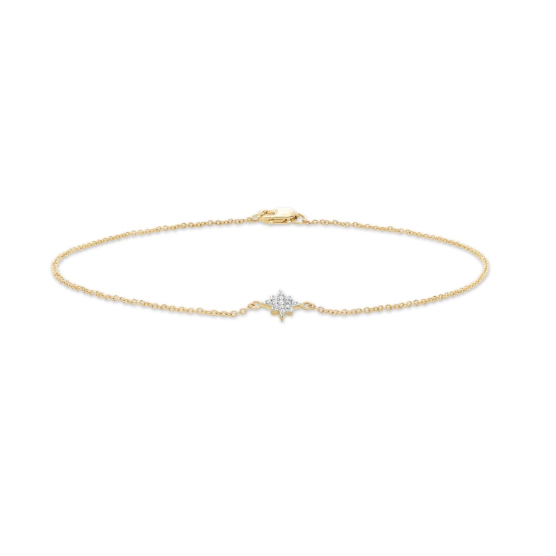 Main Image 1 of 1/20 CT. T.W. Diamond Dainty North Star Anklet in 10K Gold – 10"