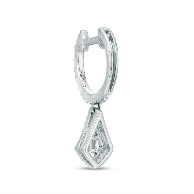 Main Image 2 of Marilyn Monroe™ Collection 1/4 CT. T.W. Baguette and Round Diamond Pointed Teardrop Drop Earrings in 10K White Gold