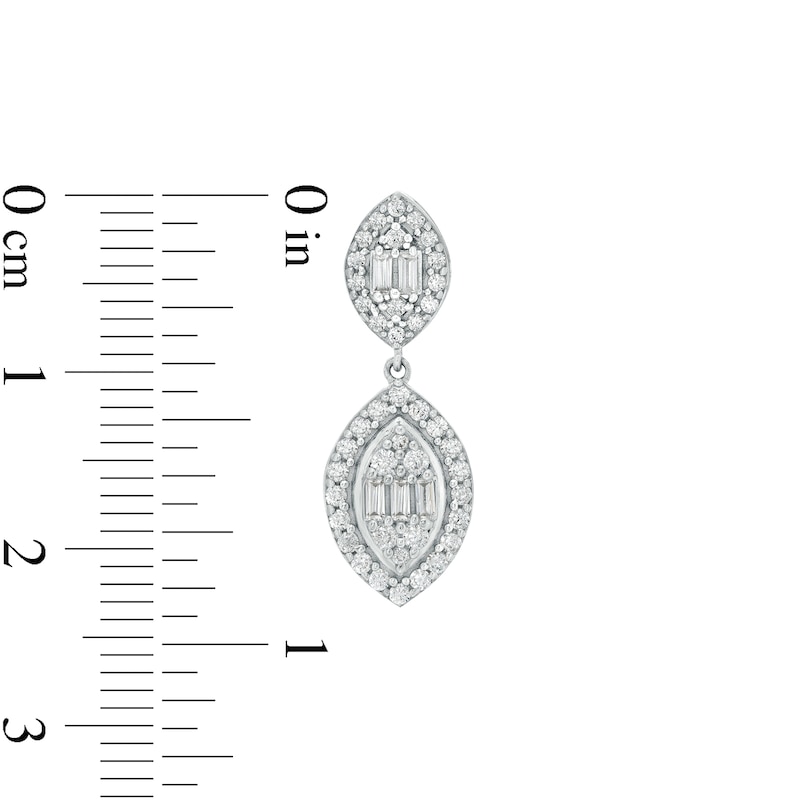 Main Image 2 of Marilyn Monroe™ Collection 3/4 CT. T.W. Multi-Diamond Frame Small and Large Drop Earrings in 10K White Gold