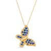 Thumbnail Image 1 of Blue Sapphire Tilted Vintage-Style Butterfly Pendant in 10K Gold