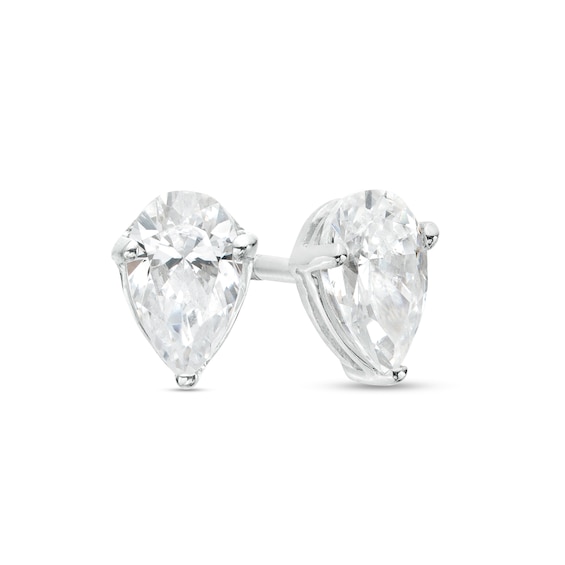 1/2 CT. T.w. Certified Pear-Shaped Lab-Grown Diamond Solitaire Stud Earrings in 14K White Gold (F/Si2)