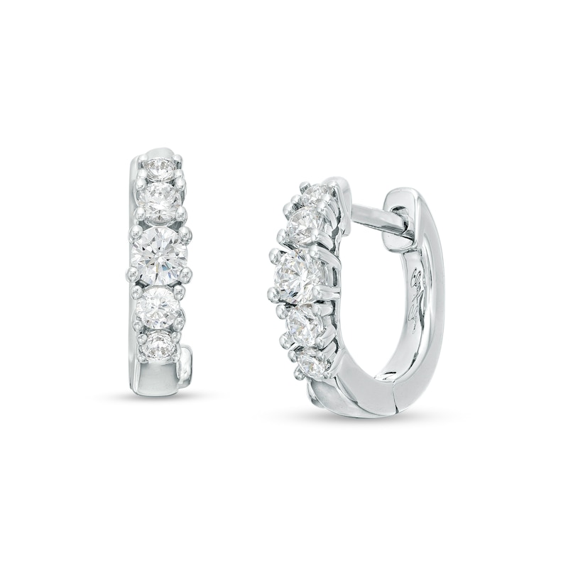 Marilyn Monroe™ Collection 1/2 CT. T.W. Diamond Graduated Hoop Earrings in 10K White Gold