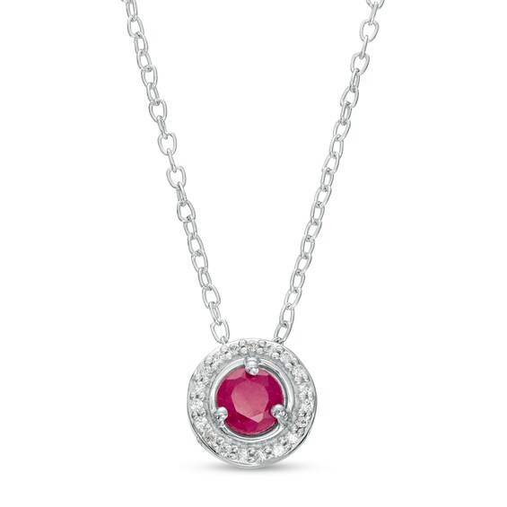 Ruby and Diamond Accent Frame Pendant in 10K White Gold