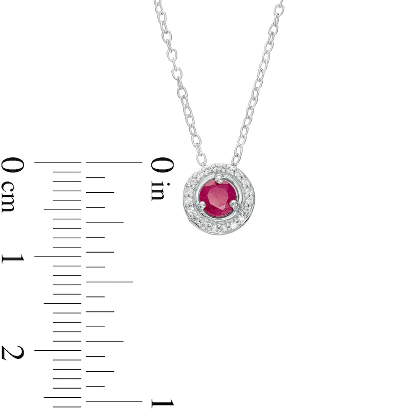 Main Image 4 of Ruby and Diamond Accent Frame Pendant in 10K White Gold