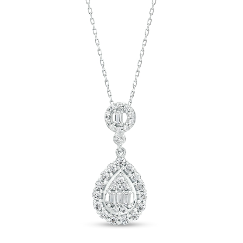Marilyn Monroe™ Collection 1/2 CT. T.W. Pear-Shaped Multi-Diamond Pendant in 10K White Gold