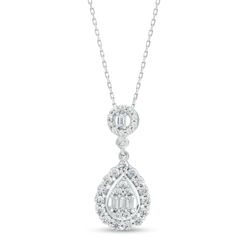 Main Image 1 of Marilyn Monroe™ Collection 1/2 CT. T.W. Pear-Shaped Multi-Diamond Pendant in 10K White Gold