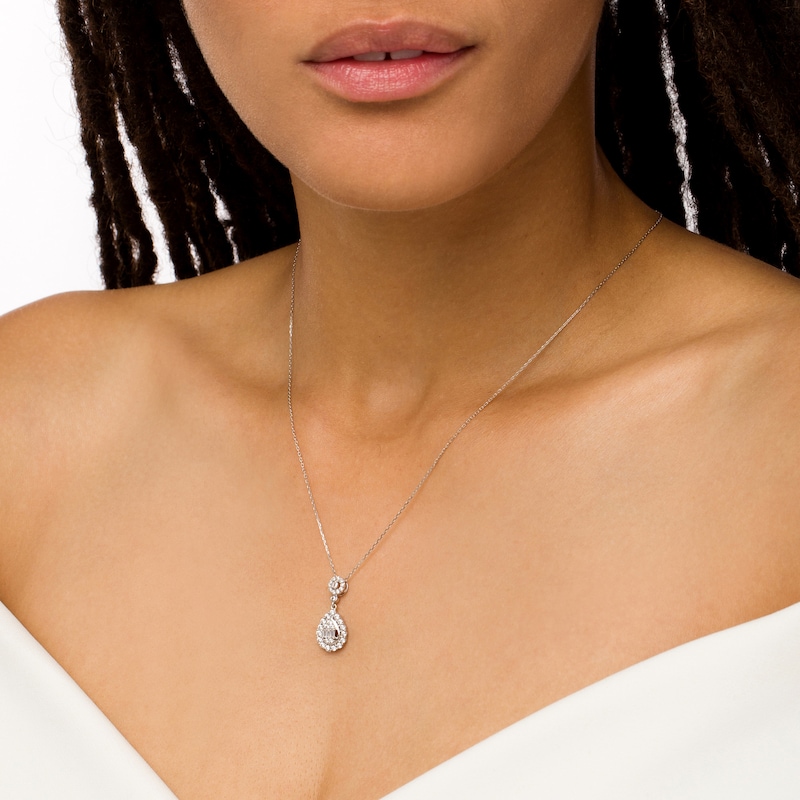 Main Image 3 of Marilyn Monroe™ Collection 1/2 CT. T.W. Pear-Shaped Multi-Diamond Pendant in 10K White Gold