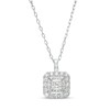 Thumbnail Image 1 of 1/2 CT. T.W. Princess-Cut Diamond Cushion-Shaped Double Frame Pendant in 10K White Gold