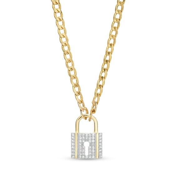 1/5 CT. T.w. Diamond Lock Necklace in 10K Gold - 17"