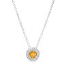 Thumbnail Image 1 of Citrine and Diamond Accent Frame Pendant in 10K White Gold