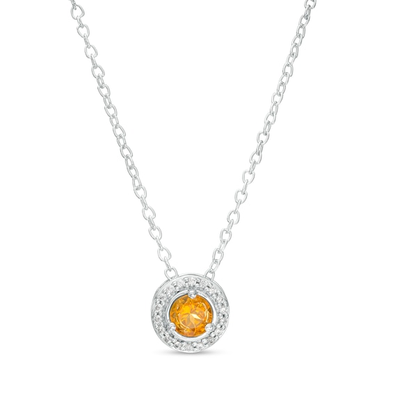 Citrine and Diamond Accent Frame Pendant in 10K White Gold