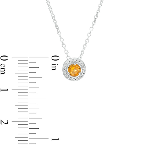 Citrine and Diamond Accent Frame Pendant in 10K White Gold