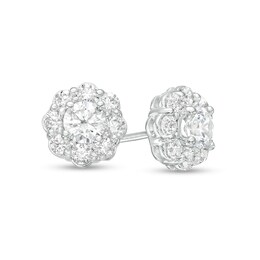 1 CT. T.W. Certified Lab-Created Diamond Scallop Frame Flower Stud Earrings in 14K White Gold (F/SI2)