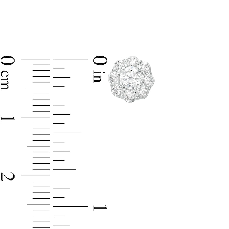 Main Image 3 of 1 CT. T.W. Certified Lab-Grown Diamond Scallop Frame Flower Stud Earrings in 14K White Gold (F/SI2)