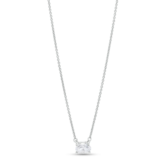 1/3 CT. Certified Oval Lab-Created Diamond Solitaire Necklace in 14K White Gold (F/Si2)