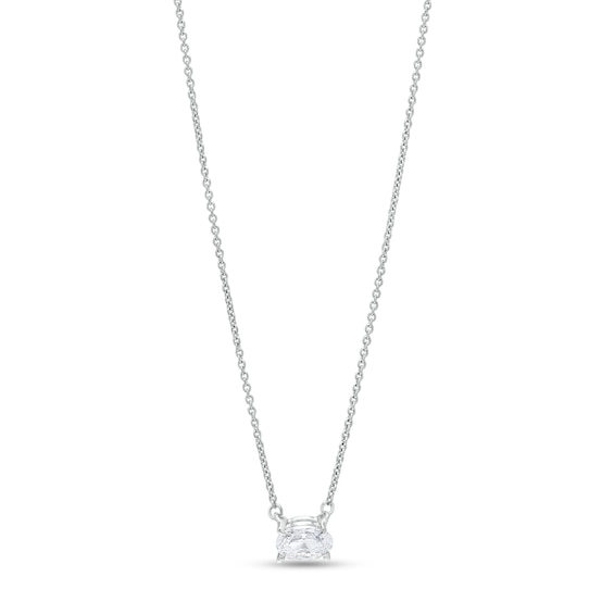 1/3 CT. Certified Oval Lab-Grown Diamond Solitaire Necklace in 14K White Gold (F/Si2)