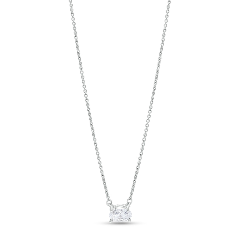 1/3 CT. Certified Oval Lab-Created Diamond Solitaire Necklace in 14K White Gold (F/SI2)