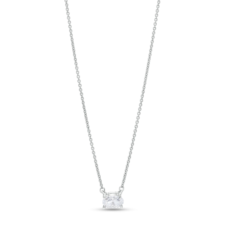 Main Image 1 of 1/3 CT. Certified Oval Lab-Grown Diamond Solitaire Necklace in 14K White Gold (F/SI2)