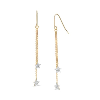 1 6 Ct T W Diamond Double Star Chain Drop Earrings In 10k Gold Zales