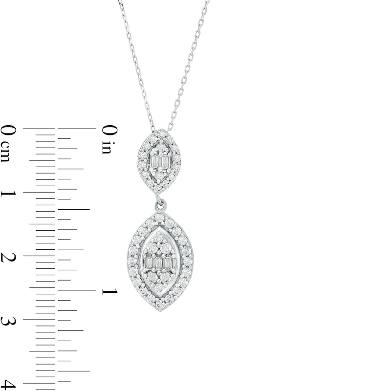 Main Image 2 of Marilyn Monroe™ Collection 3/4 CT. T.W. Marquise-Shaped Multi-Diamond Frame Small and Large Pendant in 10K White Gold