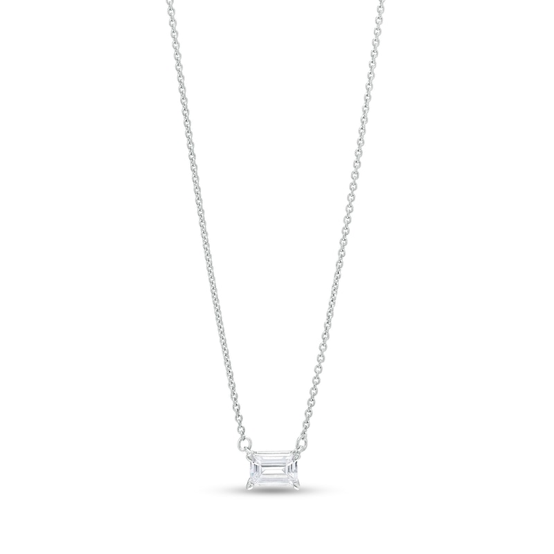 1/3 CT. Certified Emerald-Cut Lab-Created Diamond Solitaire Necklace in 14K White Gold (F/SI2)