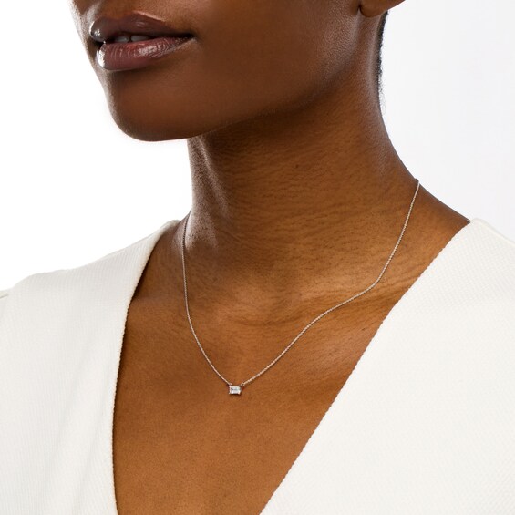 1/3 CT. Certified Emerald-Cut Lab-Grown Diamond Solitaire Necklace in 14K Gold (F/Si2