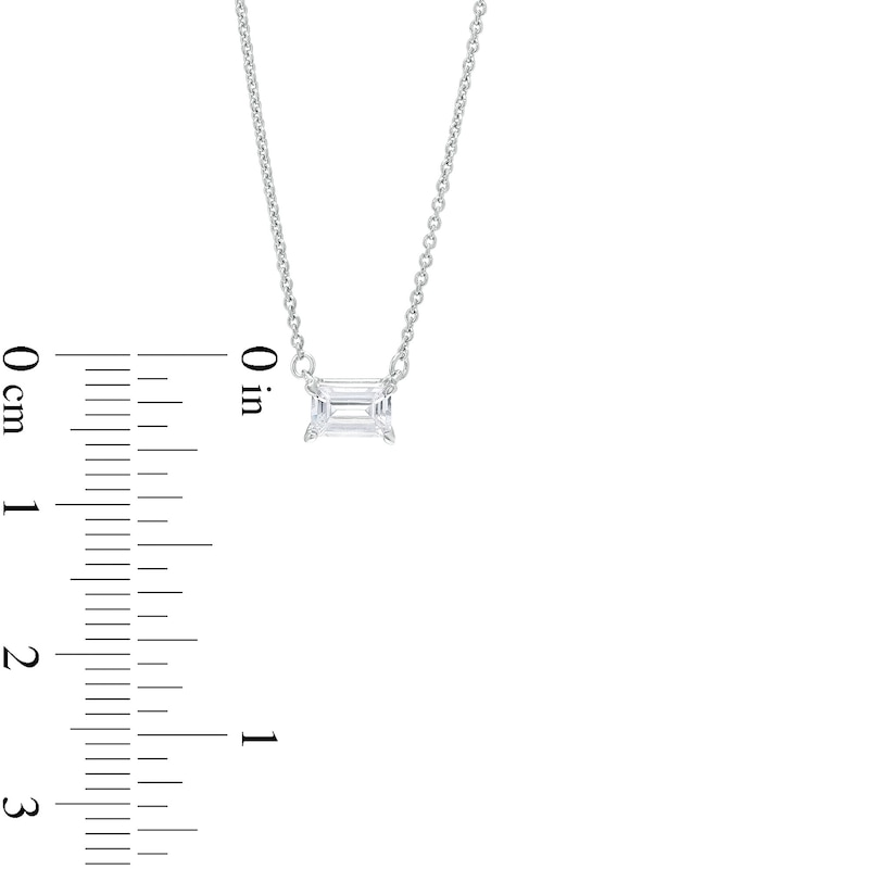 1/3 CT. Certified Emerald-Cut Lab-Created Diamond Solitaire Necklace in 14K White Gold (F/SI2)