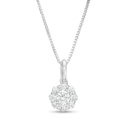 1/2 CT. T.W. Certified Lab-Grown Diamond Scallop Frame Flower Drop Pendant in 14K White Gold (F/SI2)