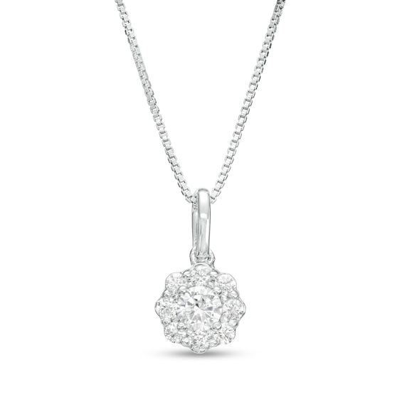 1/2 CT. T.w. Certified Lab-Grown Diamond Scallop Frame Flower Drop Pendant in 14K White Gold (F/Si2)