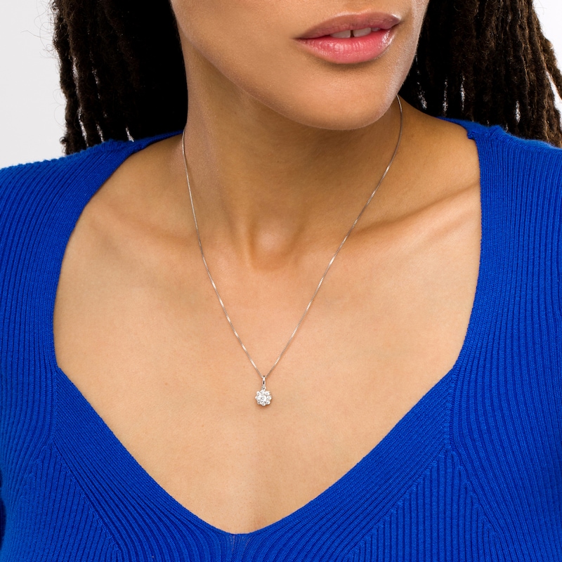 Main Image 2 of 1/2 CT. T.W. Certified Lab-Grown Diamond Scallop Frame Flower Drop Pendant in 14K White Gold (F/SI2)