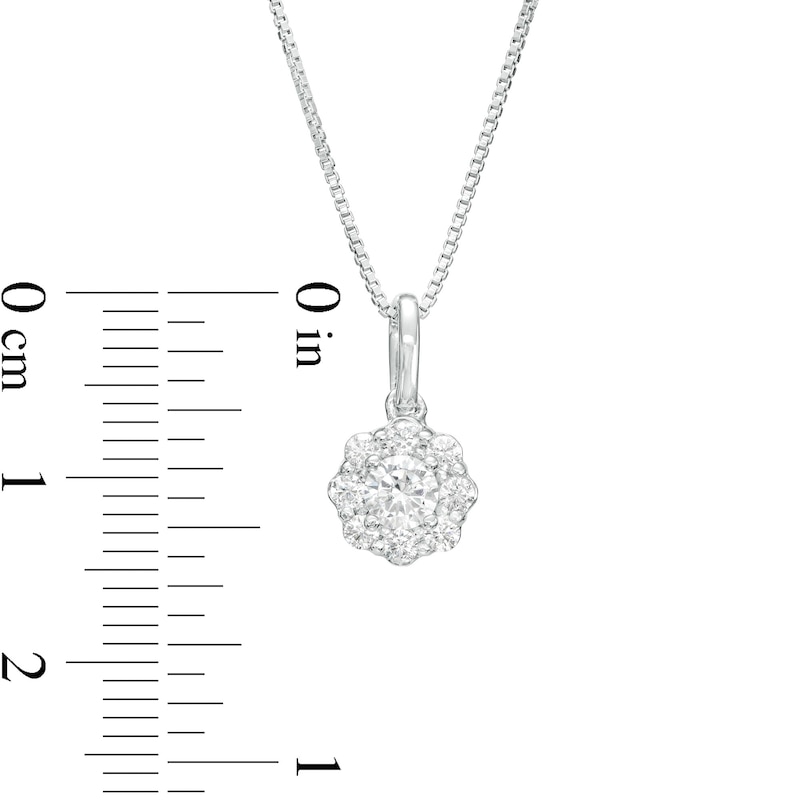 Main Image 3 of 1/2 CT. T.W. Certified Lab-Grown Diamond Scallop Frame Flower Drop Pendant in 14K White Gold (F/SI2)
