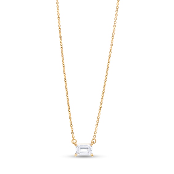1/3 CT. Certified Emerald-Cut Lab-Grown Diamond Solitaire Necklace in 14K Gold (F/Si2)