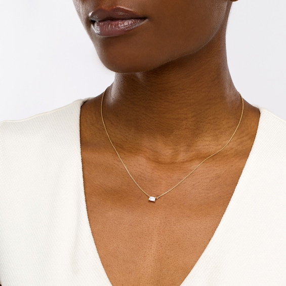 1/3 CT. Certified Emerald-Cut Lab-Grown Diamond Solitaire Necklace in 14K Gold (F/Si2)
