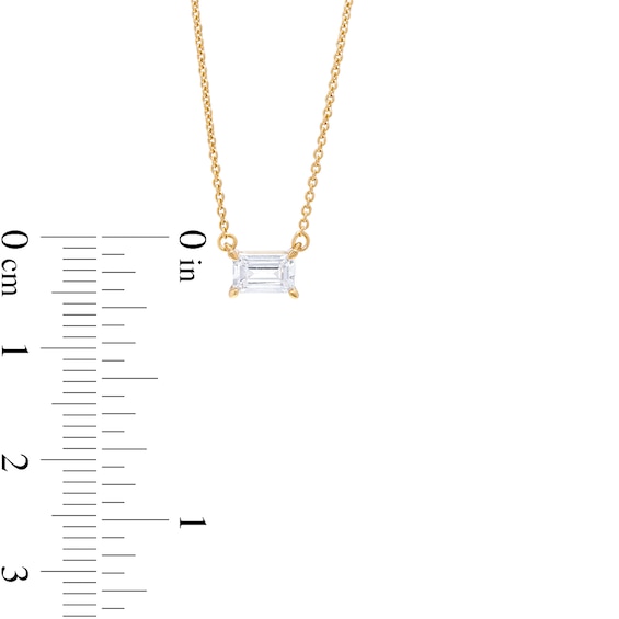 1/3 CT. Certified Emerald-Cut Lab-Grown Diamond Solitaire Necklace in 14K Gold (F/Si2)