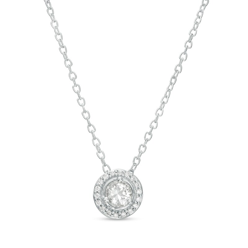 Main Image 1 of White Sapphire and Diamond Accent Frame Pendant in 10K White Gold