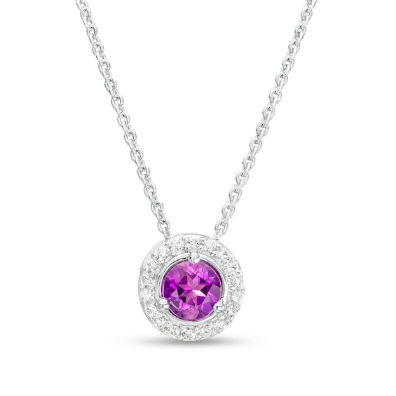 Amethyst and Diamond Accent Frame Pendant in 10K White Gold