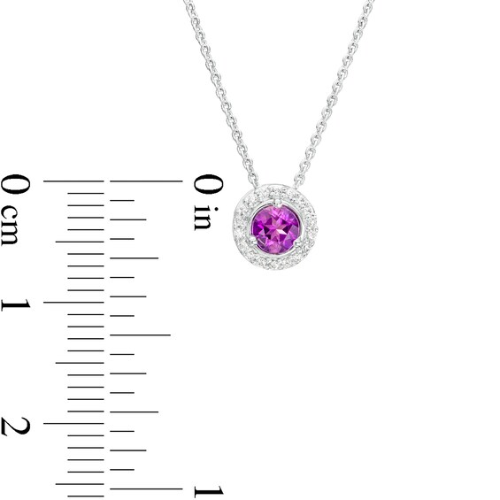 Amethyst and Diamond Accent Frame Pendant in 10K White Gold