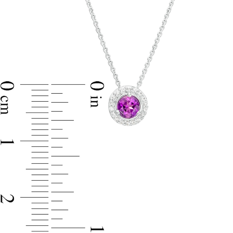 Main Image 3 of Amethyst and Diamond Accent Frame Pendant in 10K White Gold