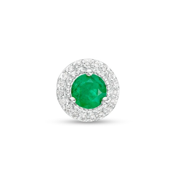 Emerald and Diamond Accent Frame Pendant in 10K White Gold
