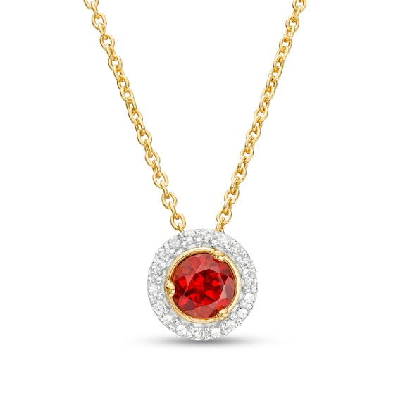 Garnet and Diamond Accent Frame Pendant in 10K Gold