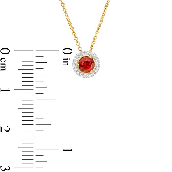 Garnet and Diamond Accent Frame Pendant in 10K Gold